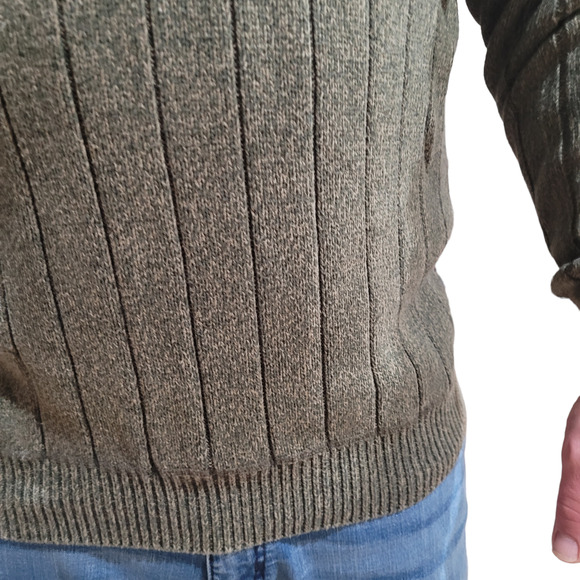 Geoffrey Beene Sage Gray Green Ribbed Cotton Crewneck Sweater XL Men Old Money - Picture 2 of 8
